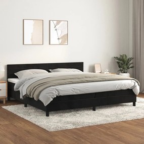 Posteľný rám boxspring s matracom čierny 200x200 cm zamat 3141385