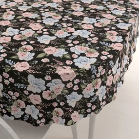 Biante Bavlnený oválny obrus Sandra SA-449 Modro-ružové kvety na čiernom 120x180 cm