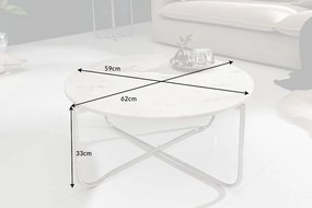 Konferenčný stolík Noble 62cm mramor biela strieborná