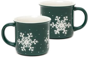 Sada dvoch hrnčekov TRINKIE zelená, so snehovými vločkami 831800 360 ml