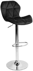 Barová stolička GORDON VELVET čierna/strieborná