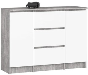 Komoda K100 2D 3SZ betón / biela