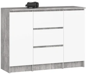 Komoda K100 2D 3SZ betón / biela
