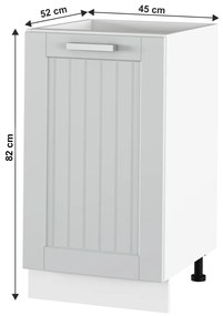Dolná kuchynská skrinka Janne Typ 54 (svetlosivá + biela). Vlastná spoľahlivá doprava až k Vám domov. 1021212