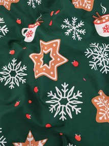 Vianočná bavlnená obliečka na vankúšik Renforcé 40 × 40 cm - Vianočný perníček zelené