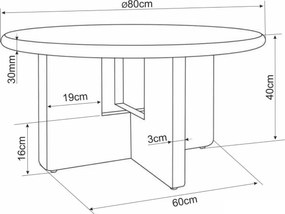 Okrúhly konferenčný stolík AZONE, ecru/dub