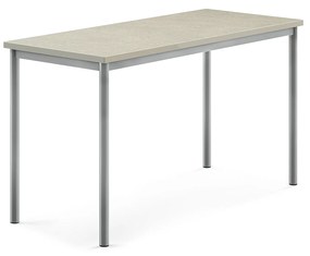 Stôl SONITUS, 1400x600x760 mm, linoleum - svetlošedá, strieborná