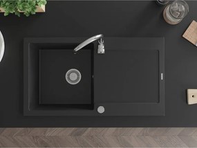 Mexen Leo - drez granitový 90x50cm, 1-komorový, čierna, 6501901010-77