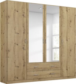 Šatníková skriňa so zrkadlom Case, 181 cm, dub artisan