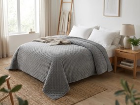 Zamatový prehoz na posteľ ASTRALIA, sivý Rozmer: 170 x 210 cm