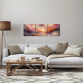 Obraz - Maľované červánky (s hodinami) (90x30 cm)