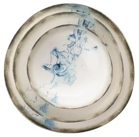 24-dielna jedálenská súprava, biela/modrá, porcelán