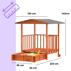 Jurhan Pieskovisko s verandou SUNNY, 130x130x143cm, hnedá/šedá
