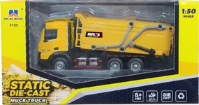 Nákladné auto na odpadky Kovové sťahovanie Huina žltá 1:50