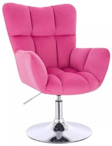 LuxuryForm DESIGN Otočné kreslo AURORA VELUR na striebornom tanieri - tmavoružové