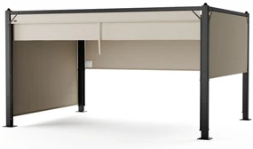 Pantheon Cortina pergola 3x4 m, odolná voči poveternostným vplyvom, hliník, prášková farba, rolety