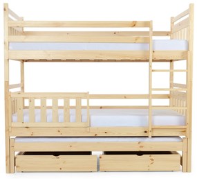 Wilsondo Poschodová posteľ s prístelkou Petra 5 - prírodná Rozmer: 180x80