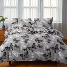 Obliečky OPRAH GREY BUTTERFLIES 7-dielna sada 140x200 cm