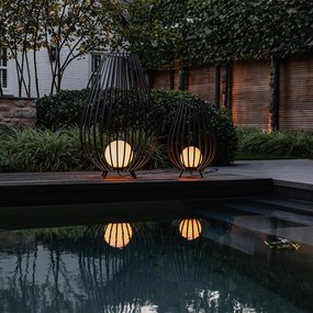 Dizajnová stojaca lampa čierna s opálom 70 cm - Angela