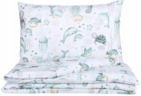 Detské bavlnené obliečky do postieľky 120x90 cm BABYMAM PREMIUM - Morský svet