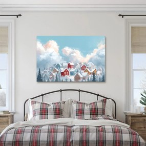 Obraz vianočná krajina s útulnými domčekmi