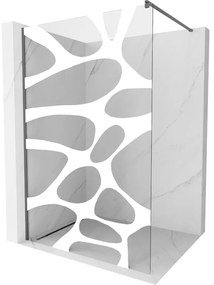 Mexen Kioto, sprchová zástena Walk-In 110 x 200 cm, 8mm číre sklo biely vzor, grafitový profil, 800-110-101-95-97