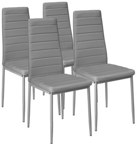 tectake 401846 4 jedálenské stoličky, syntetická koža - šedá