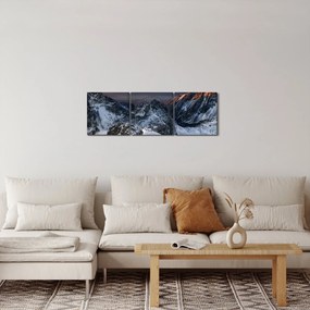 Obraz - Východ slnka v horách (s hodinami) (90x30 cm)