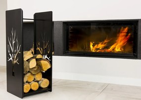 Kovový stojan na drevo Tree, 40x100 cm, čierna