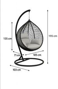 Závěsné houpací křeslo Houseland Luna XL černé