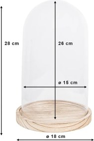Drevený podnos so skleneným krytom - Ø 18*28 cm