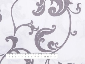 Biante Bavlnený oválny obrus Sandra SA-184 Sivé kvetované ornamenty na bielom 140x180 cm