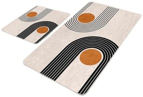 Béžové zamatové kúpeľňové predložky v súprave 2 ks 60x100 cm Dot Arch – Mila Home