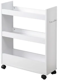 Kesper 24852 Polica do výklenku na kolieskach, biela, 78 x 22 x 60 cm