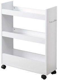 Kesper 24852 Polica do výklenku na kolieskach, biela, 78 x 22 x 60 cm