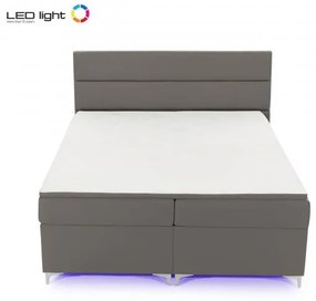 Posteľ Boxspring Amadeus + LED 200x180, šedá (koženka - bao 10)