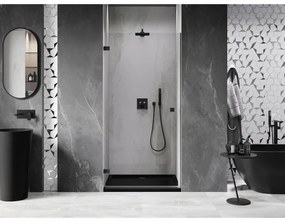 Mexen, Mexen Lunar-B výklopné sprchové dvere ľavé 85 cm, transparentné, čierne - 832-085-000-70-00-L