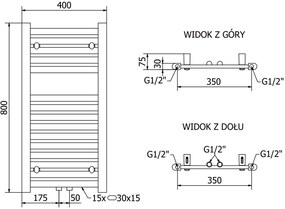 Mexen Hades, vykurovacie teleso 800x400 mm, 249 W, chrómová, W104-0800-400-00-01