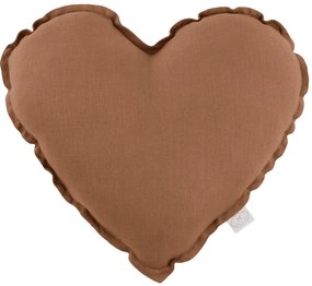 Ľanový vankúš srdce čokoládová 44cm