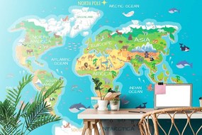 Tapeta zemepisná mapa sveta pre deti - 375x250