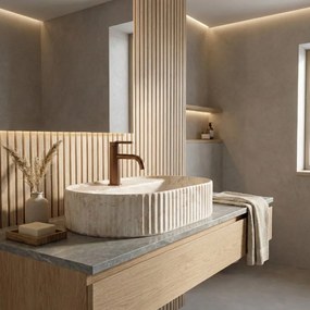 Rea Marcela Saturn, umývadlo na dosku 600×370×135 mm, béžová matná, REA-U3519