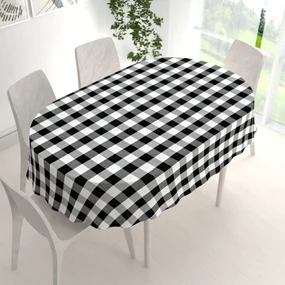 Biante Bavlnený oválny obrus Olivia OL-004 Čierno-biela kocka veľká 140x220 cm