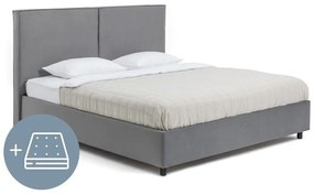 Sivá čalúnená dvojlôžková posteľ s úložným priestorom s matracom/s roštom 180x200 cm Myra Bold – Bonami Selection