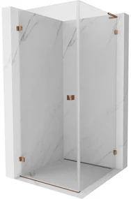 Mexen Lunar-B L výklopný sprchový kút ľavý 80 x 80 cm, číre sklo, ružové zlato, 832L-080-080-60-00-L