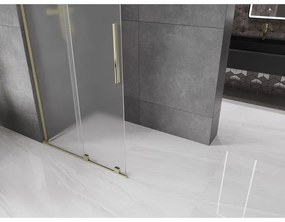 Mexen Velar L, posuvná sprchová zástena Walk-in 110 x 200 cm, 8mm sklo námraza, zlatá lesklá, 871-110-003-33-50