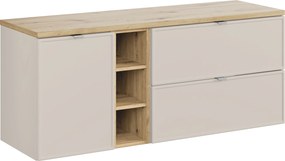 Comad Kúpeľňová skrinka pod doskové umývadlo set Bella Cashmere 140 kašmír/dub artisan