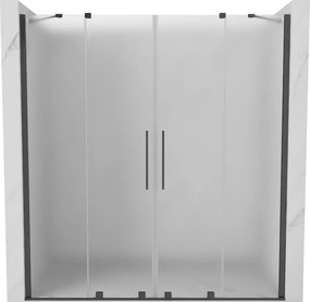 Mexen Velar Duo, posuvné sprchové dvere do otvoru 200 cm, 8mm sklo námraza, grafit brúsený, 871-200-000-32-66