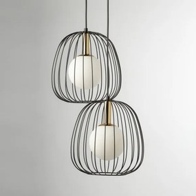 Luster na lanku BELL 2xG9/12W/230V čierna/zlatá