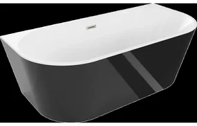 Mexen Oval voľne stojaca umývadlová vaňa 150 x 75 cm, biela/čierna, prepad nikel brúsený - 52671507575-97