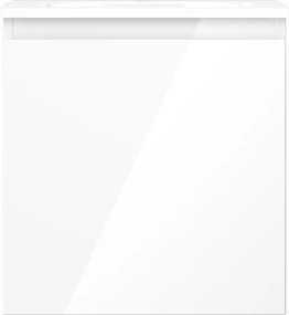 Mexen Orio, kúpeľňová skrinka 45 cm s umývadlom Vela, 1 zásuvka, biela lesklá, 91A10-04547-1-BF00-W23M00